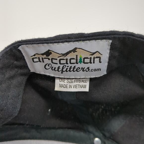 Arcadian Outfitters Snapback Cap Black One Size Adjustable Patched Vented Holes - Picture 9 of 9